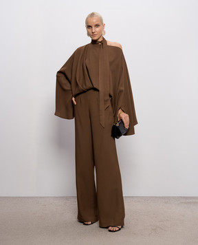 Taller Marmo Brooks brown one-shoulder jumpsuit PF2606