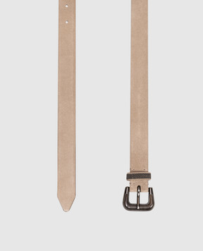 Brunello Cucinelli Beige suede belt with monil chain M0DELC297
