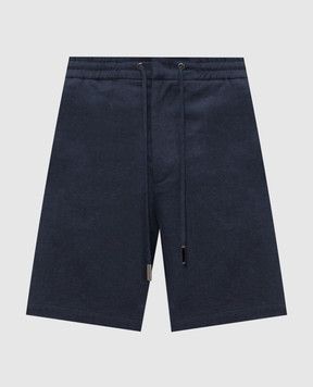 Iceberg Blue linen shorts with logo D0403625