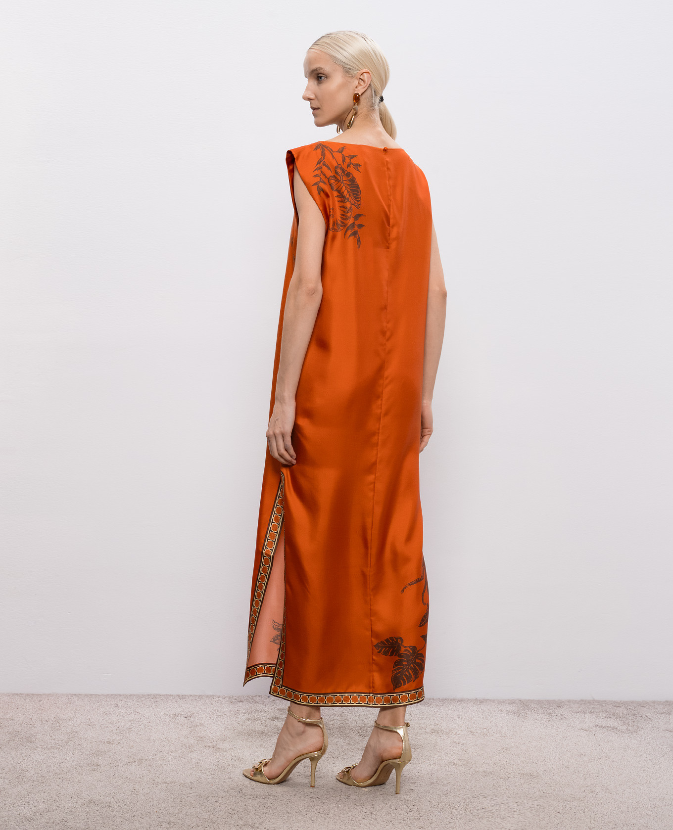 Orange Monkey Dance silk dress Alemais 4