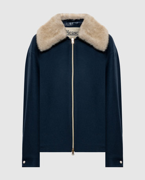 Herno Blue jacket with wool GI000440D33344