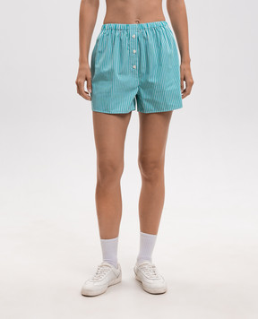 Sporty & Rich NY Crest Green Striped Shorts SH035712243GR62