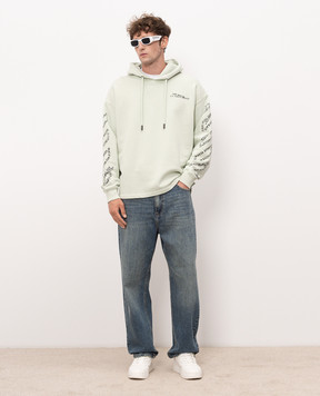 Off-White Green hoodie with logo print 44MBB12MS26F006