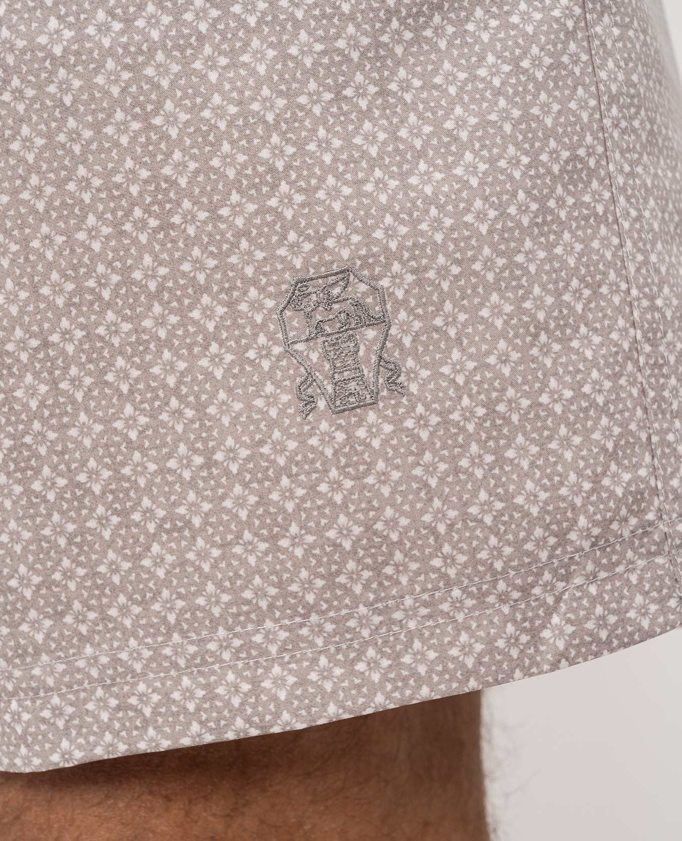 Beige patterned swim shorts with embroidered logo Brunello Cucinelli 4