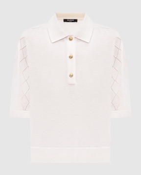 Balmain Ivory wool polo shirt HF1GB040KJ99