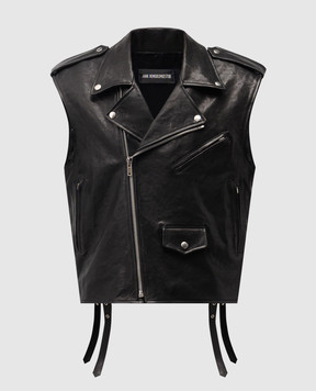 Ann Demeulemeester Faltin Perfecto black leather vest B0013767LT137