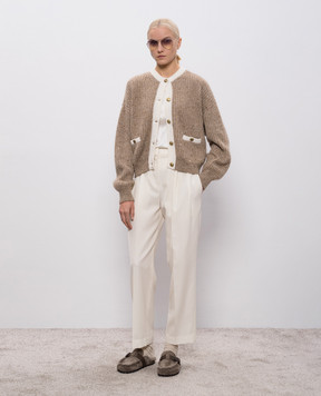 Brunello Cucinelli White silk top with monil chain M0C59EH500
