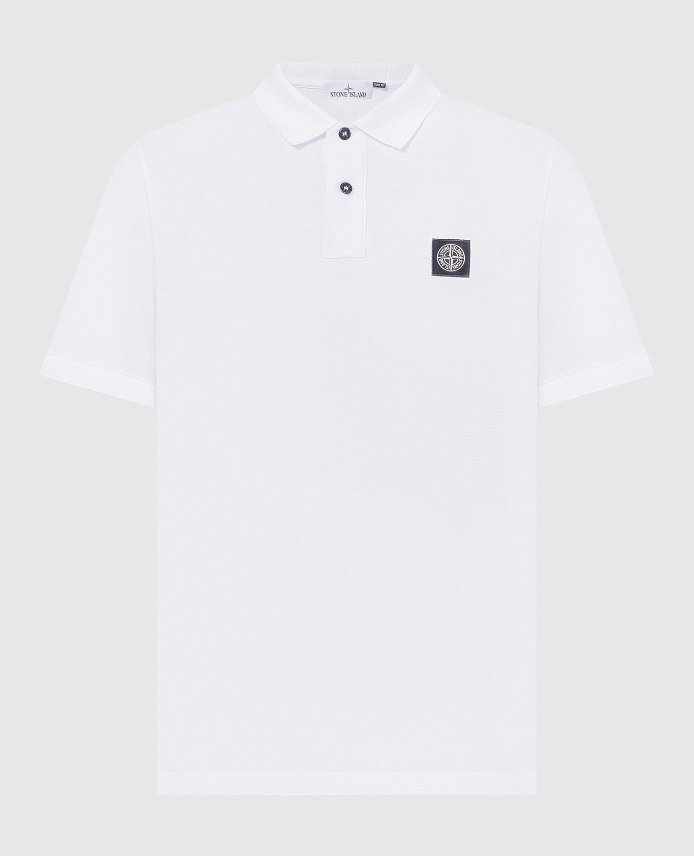 White polo shirt with logo patch Stone Island
