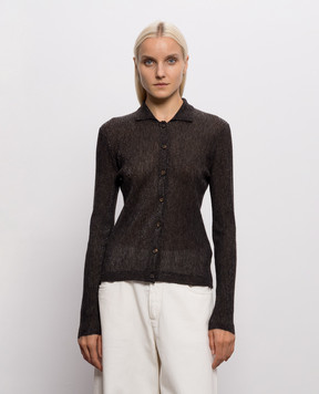 Brunello Cucinelli Brown silk and wool cardigan MFR493706