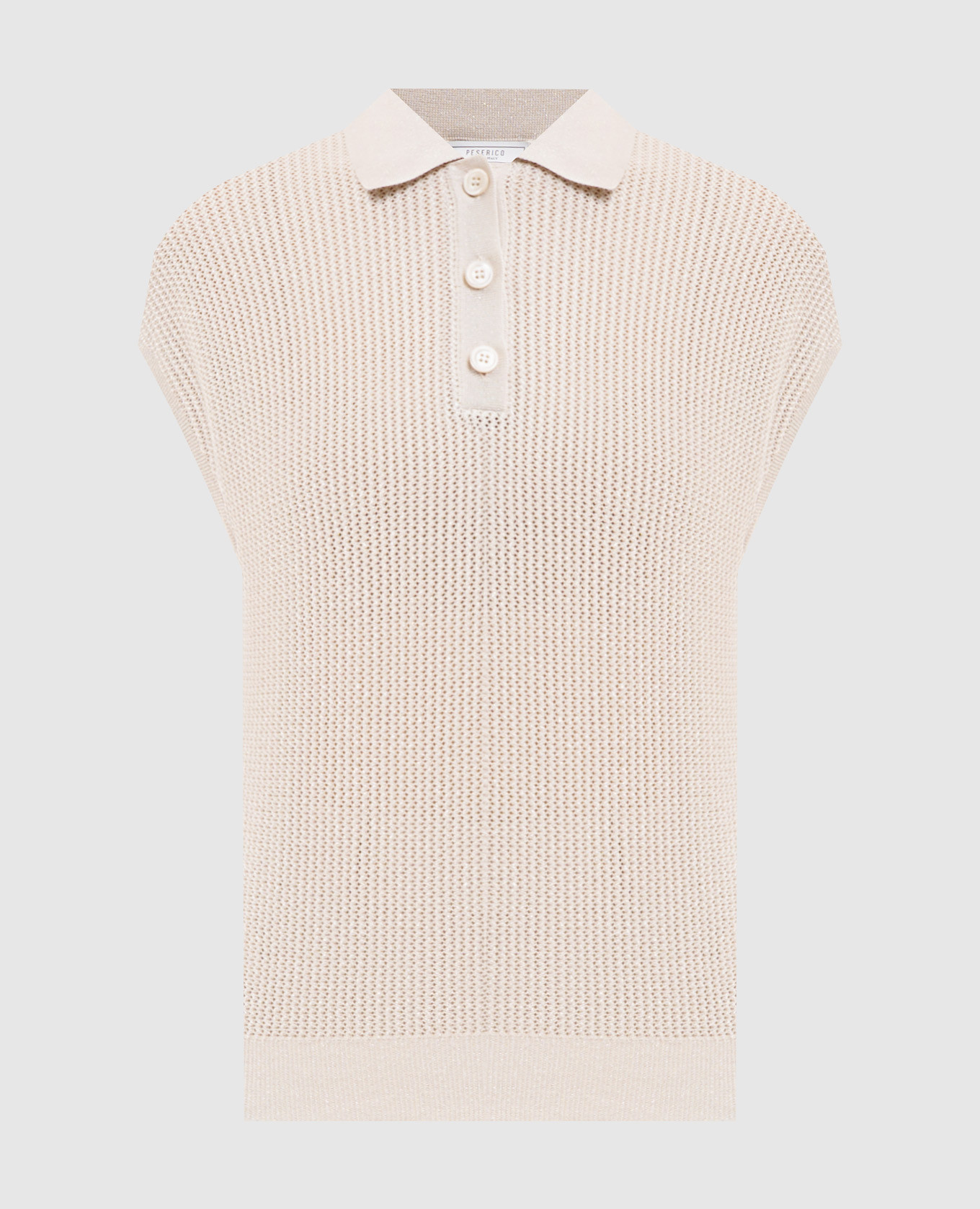 Beige top with polo collar