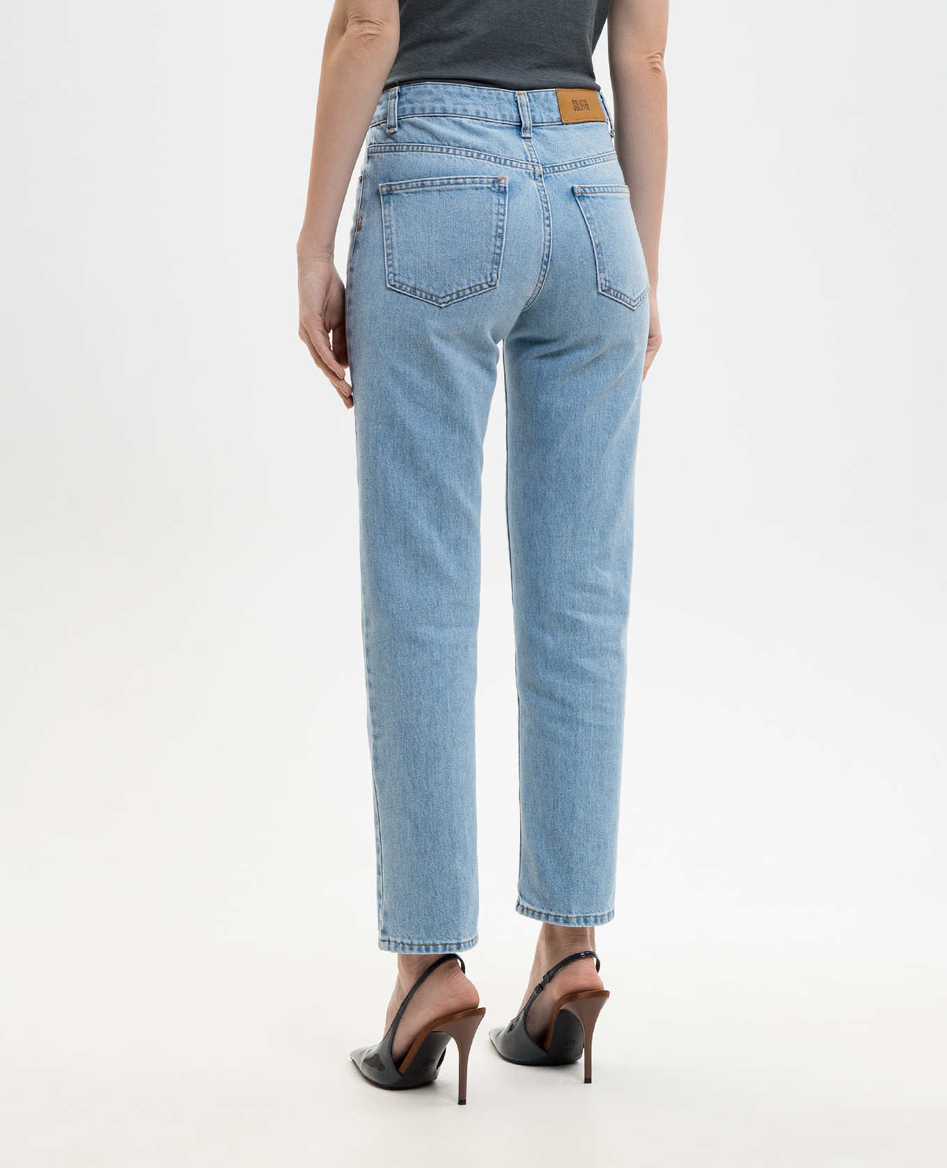 Blue jeans with logo patch Solotre 4