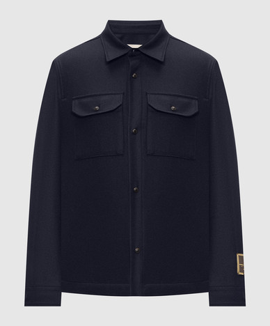 Blue wool and cashmere shirt
