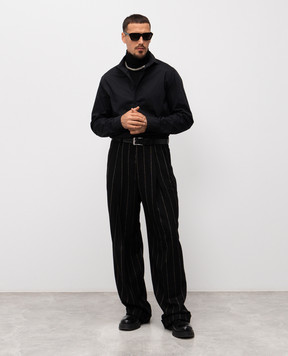 Dolce&Gabbana Black striped alpaca wool pants GP168TFRZAP