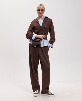 Brunello Cucinelli Brown cashmere cardigan with lurex M1E224716P