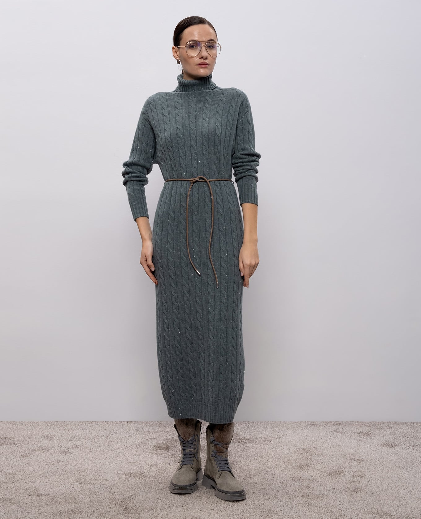 

Green midi dress with wool and silk Peserico