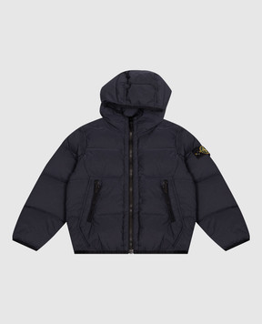 Stone Island Children's blue down jacket with logo patch L2S164100004S002824