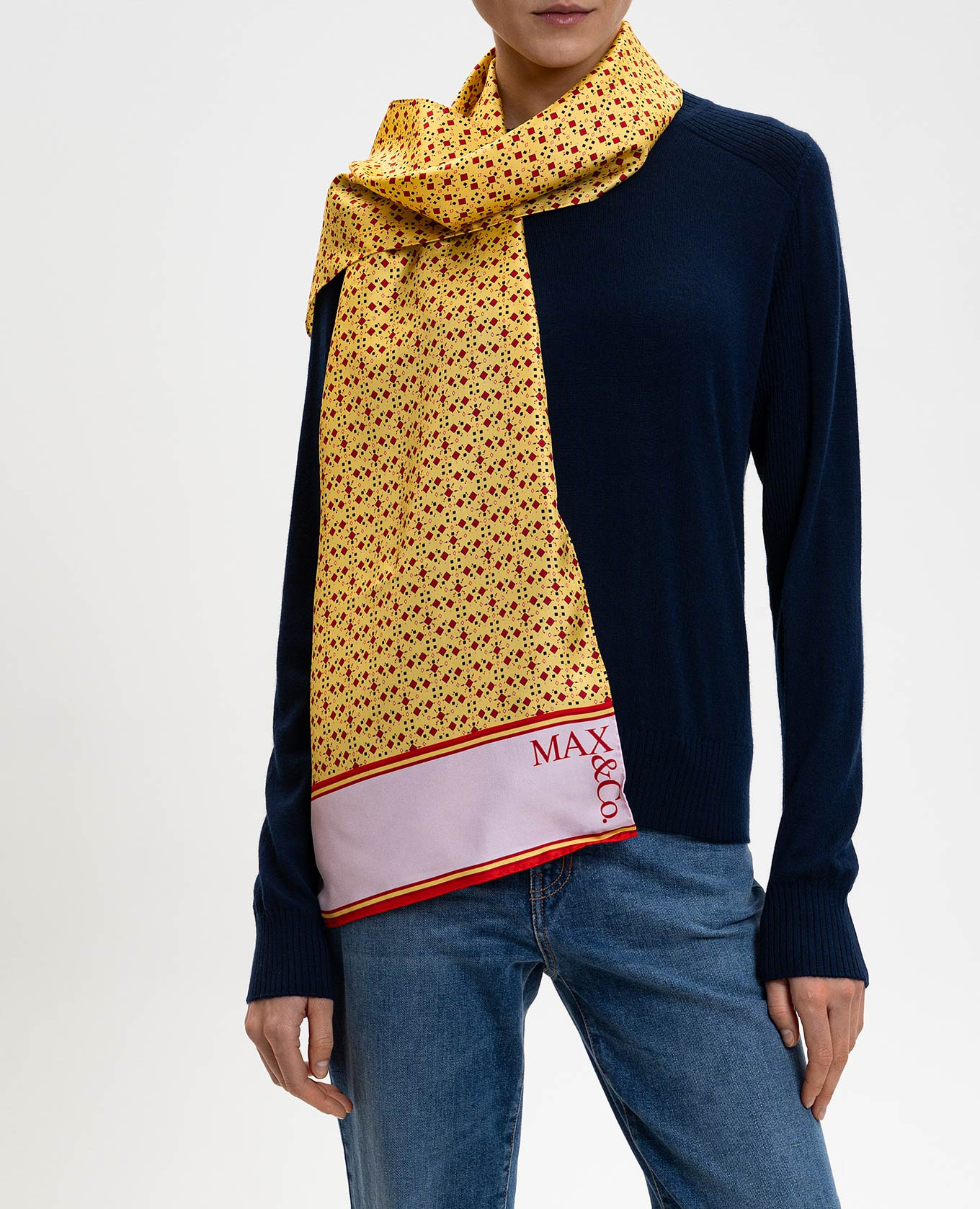 Yellow silk scarf with geometric pattern Max & Co 2