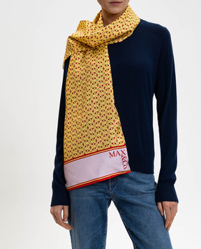 Max & Co Yellow silk scarf with geometric pattern MCAASTI