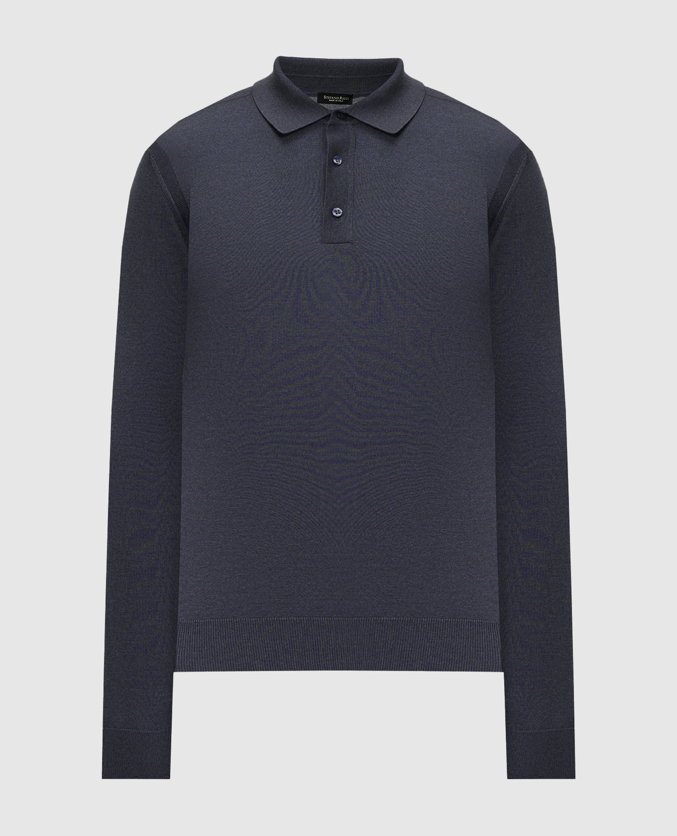 Blue cashmere and silk polo shirt