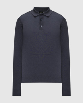 Stefano Ricci Blue cashmere and silk polo shirt K606125P03F26302