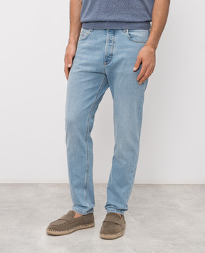 Brunello Cucinelli Blue jeans with logo patch M283PO1090