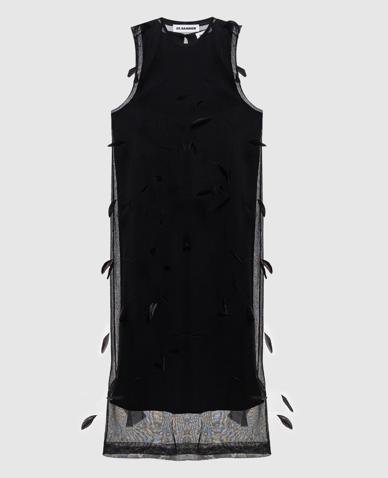 

Black silk dress with feathers Jil Sander