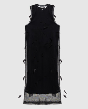 Jil Sander Black silk dress with feathers J03CT0548J16141