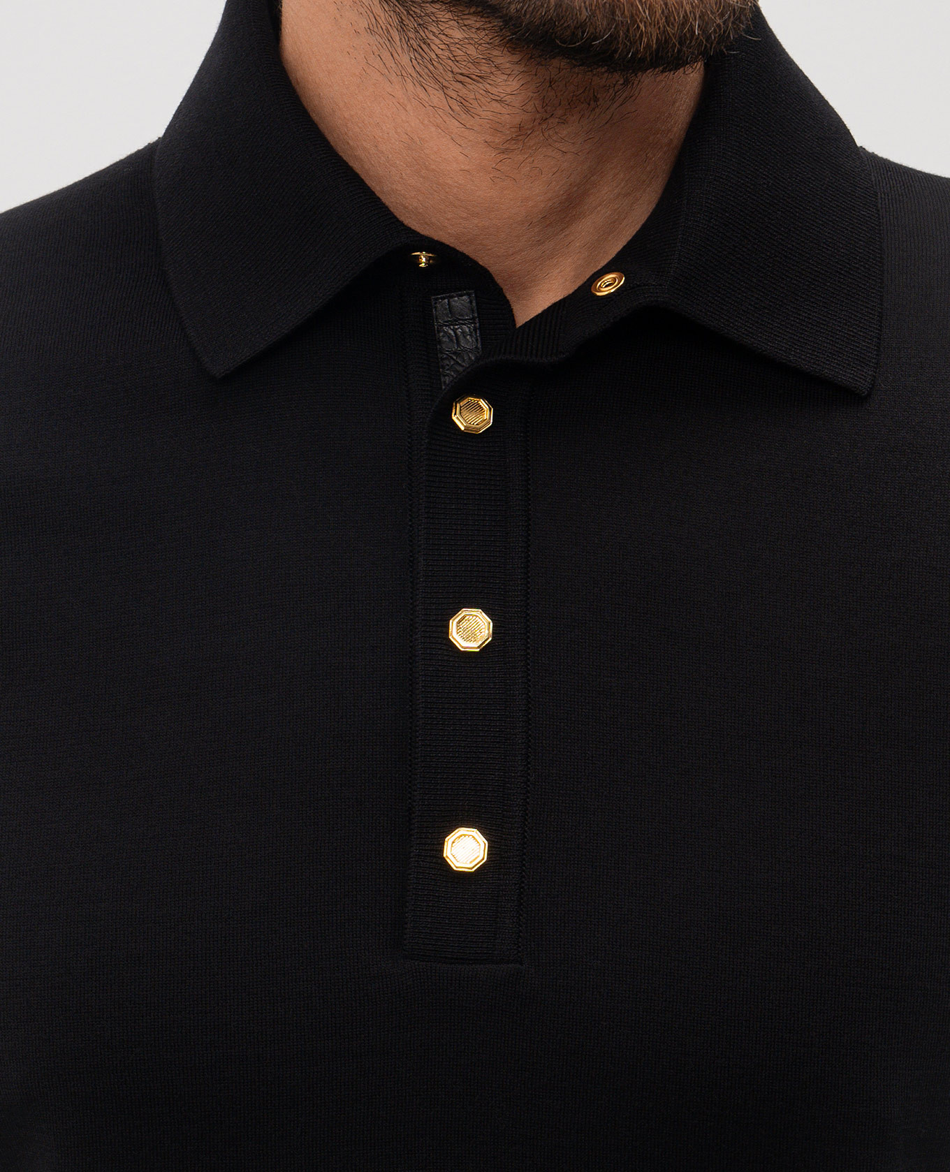 Black silk polo with emblem Stefano Ricci 5