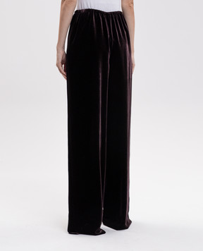 Agnona Burgundy velvet pants with silk T71204XV5004