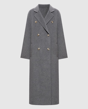 Loulou de Saison Grey double-breasted coat IRVIN made of wool and cashmere IRVIN