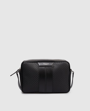 Serapian Black leather bag with logo print SRSTSMML739424ACG2