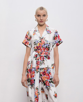 Dolce&Gabbana White printed silk blouse F5S23TIS11I