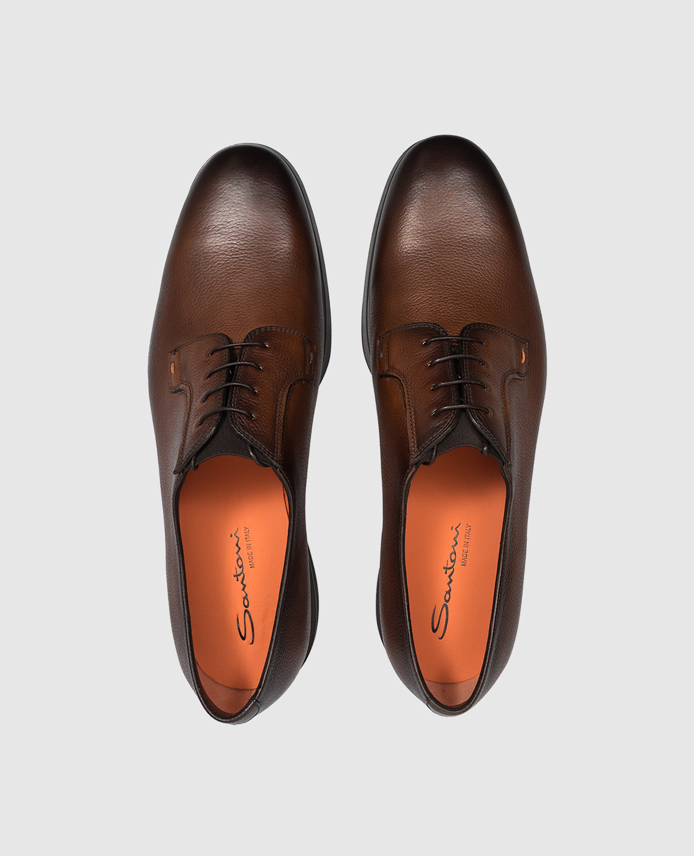 Brown leather derby shoes Santoni 4
