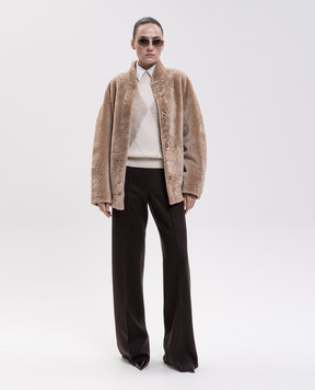 Babe Pay Pls Beige sheepskin coat with belt 2328ASTRAGAN