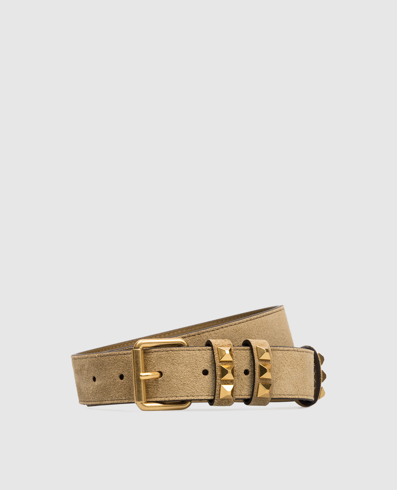 Brown suede Flaneuse belt with pyramids