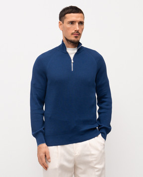 Brunello Cucinelli Blue ribbed jumper M29400104