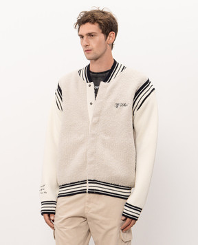 Off-White Beige alpaca wool cardigan 44MHB02UF26K001