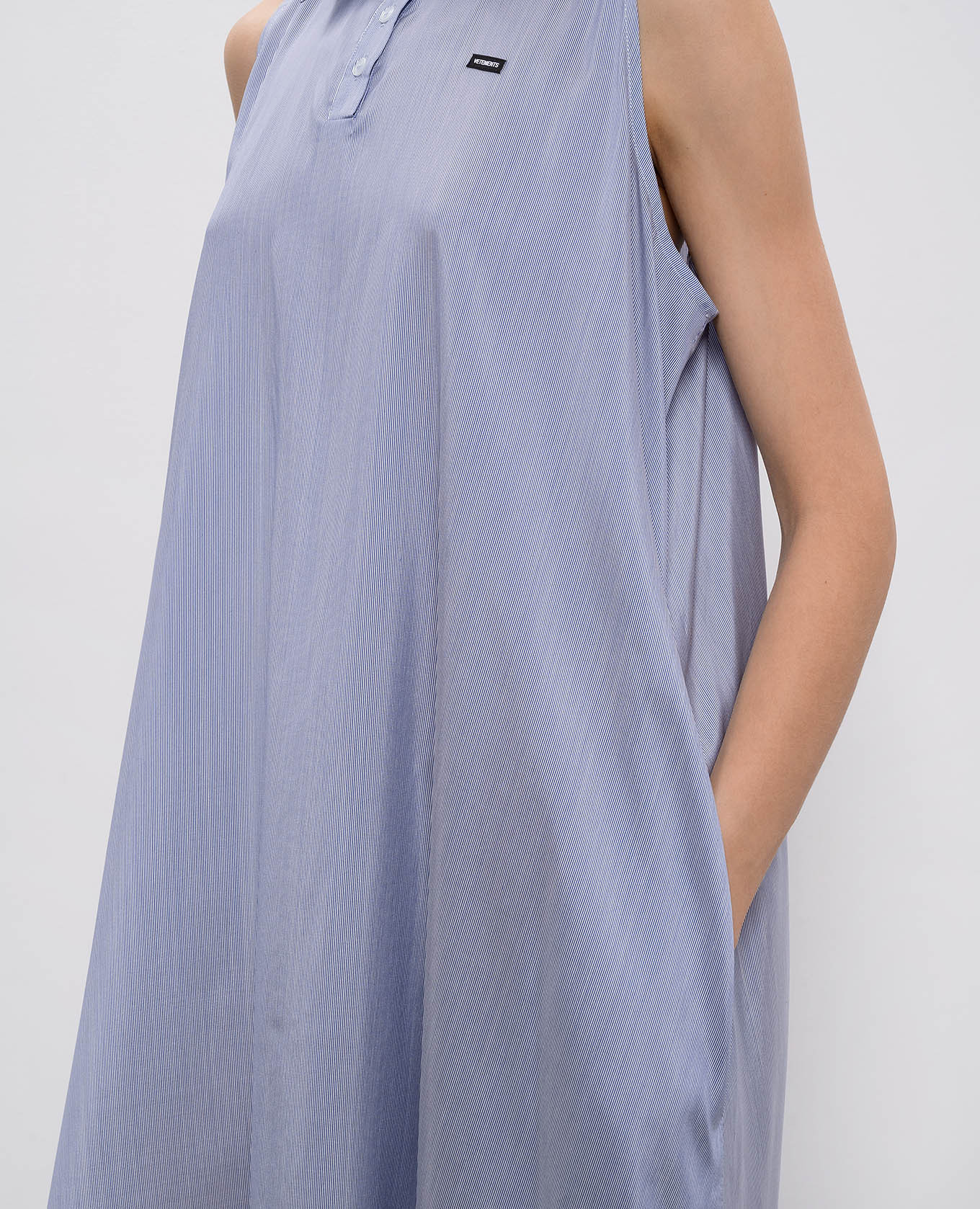 

Blue silk striped dress with logo Vetements, Light blue