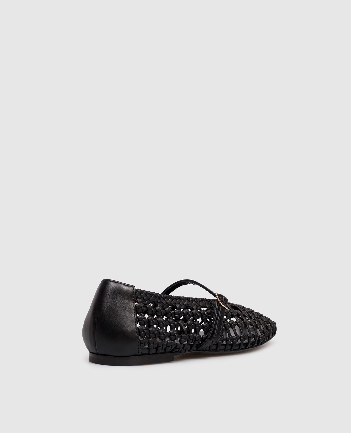 Black leather ballet flats with weaving Babe Pay Pls 3