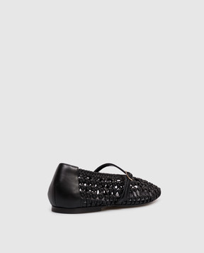Babe Pay Pls Black leather ballet flats with weaving BALETY
