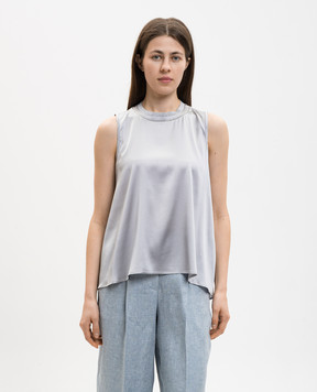 Peserico Gray silk top with shiny texture A086272372E