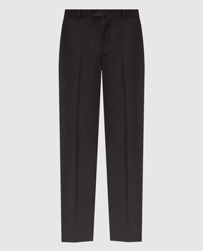 ISAIA Dark brown wool and cashmere pants 007315P9040