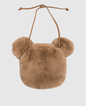 Yves Salomon Enfant Children's brown rabbit fur bag 27WEA305XXREXX
