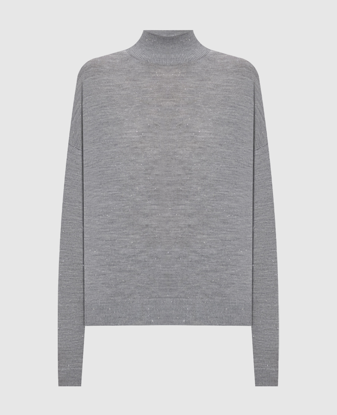 Gray wool sweater with lurex