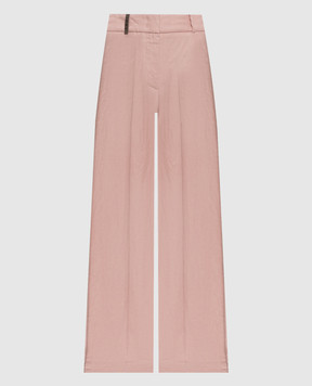 Peserico Pink linen pants with chain A0404002606