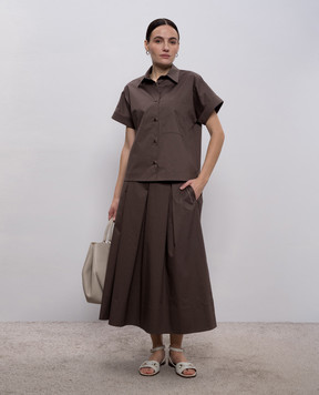 Peserico Brown midi skirt with monil chain A0553701979