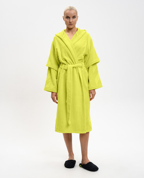 Off-White Yellow terry bathrobe with pattern OHZB012T25FAB001