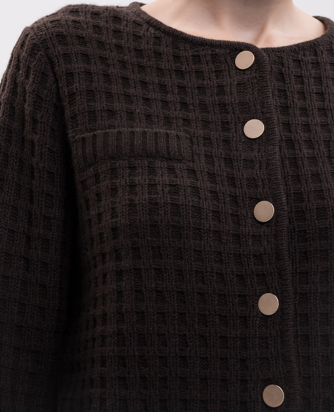 Brown wool and cashmere cardigan with textured pattern Allude 5
