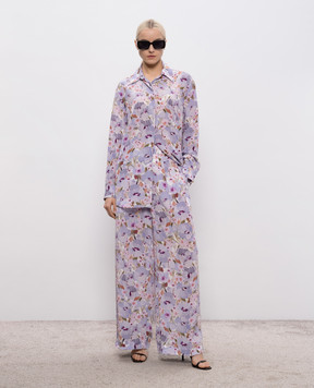 Balmain Purple silk blouse with floral print GF1HS435SF37