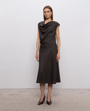 Brunello Cucinelli Dark brown wool dress MP550AB4F2